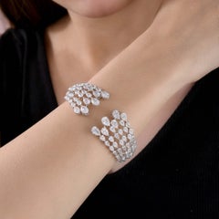 15.61 Carat Pear and Marquise Diamond Wide Cuff Bangle in 18K Gold
