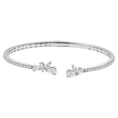 1.59 Ct Natural Marquise Diamond Butterfly Open Cuff Bangle in 18K White Gold