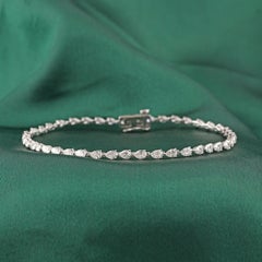 3.38 Ct Natural Marquise Diamond East West Tennis Bracelet in 18K White Gold