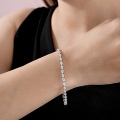 4.71 Ct Natural Pear Shape Diamond Line Tennis Bracelet 18K White Gold Jewelry