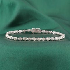 6.84 Ct Natural Oval & Marquise Diamond Line Tennis Bracelet in 18K White Gold