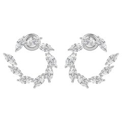 4.4 Ct Natural Marquise Diamond Open Wreath Hoop Earrings 18K White Gold Jewelry