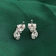 18K White Gold 1.61 Ct Natural Oval & Pear Diamond Two Stone Drop Earrings Gift