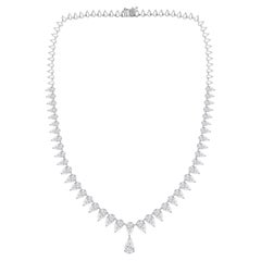 Riviera-Halskette aus 18-karätigem Weißgold mit 32,95 Karat natürlichen Diamanten im Birnen- und Marquise-Schliff – Geschenk