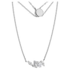18K White Gold 0.58 Ct Natural Pear Emerald Cut & Marquise Slider Pendant Gift