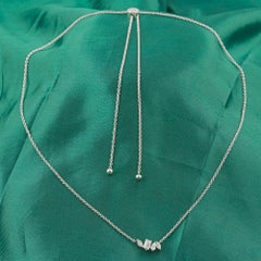 18K White Gold 0.58 Ct Natural Pear Emerald Cut & Marquise Slider Pendant Gift