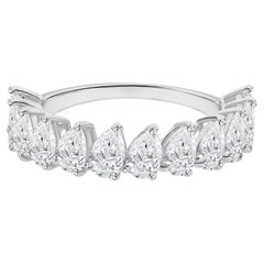 18K White Gold 2.29 Ct Natural Pear Shape Diamond Half Eternity Band Ring Gift