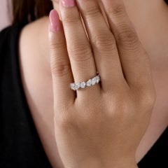 18K White Gold 2.19 Ct Natural Mixed Shape Diamond Band Ring Fine Gift for Her
