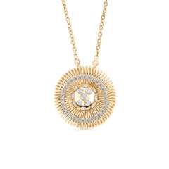 18K Yellow Gold 0.56 Ct Natural Round Diamond Medallion Pendant Necklace Gift