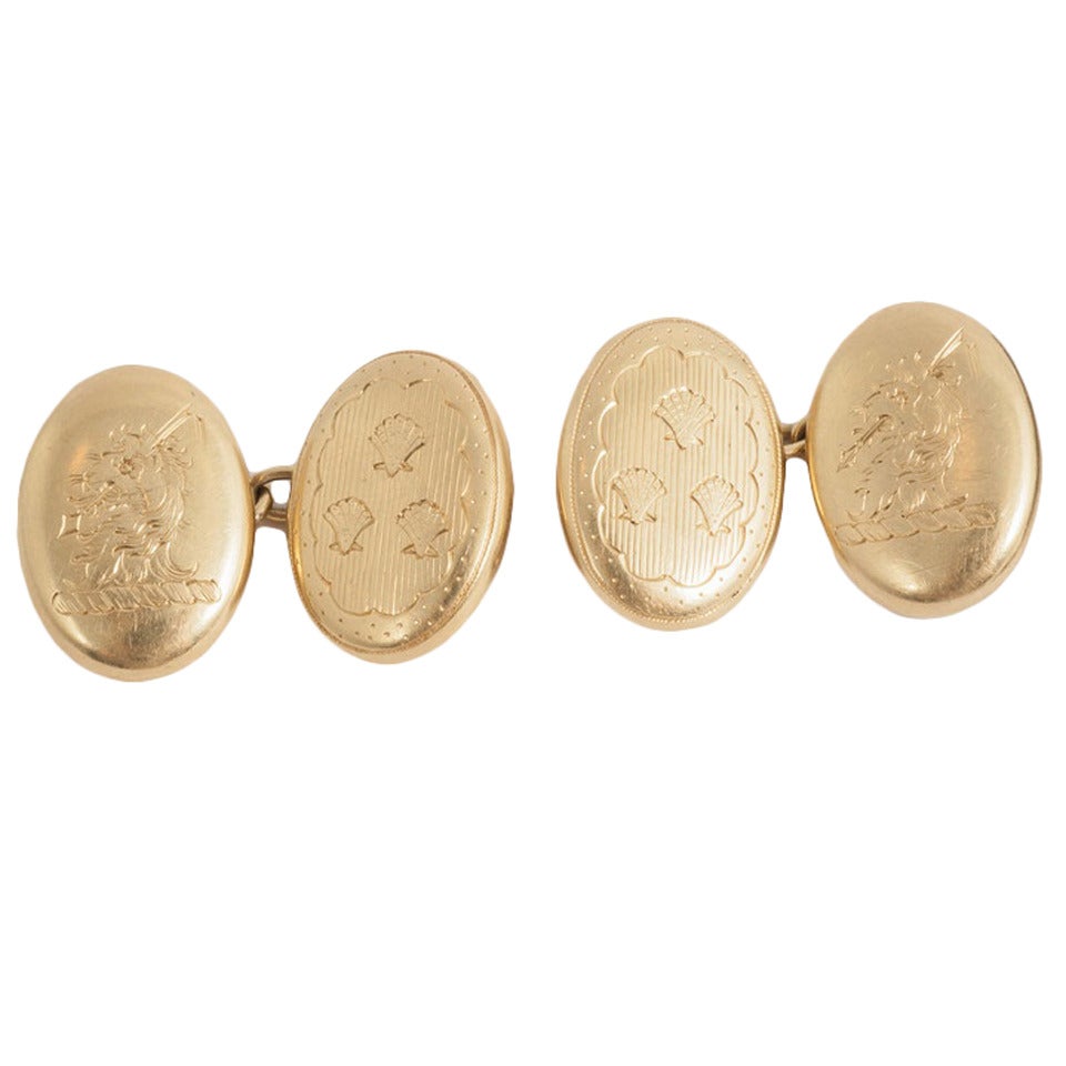 19th Century engraved Cuff Links For Sale