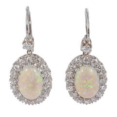 Opal and Diamond cluster earrings