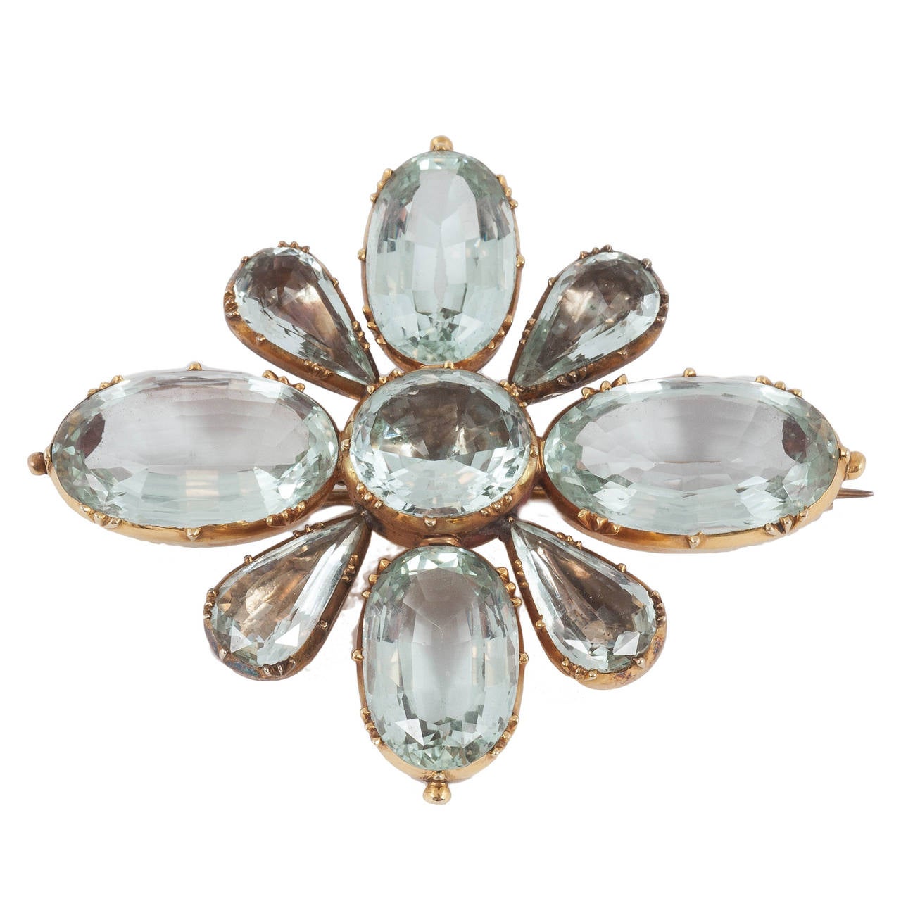 Rare Aquamarine Regency brooch For Sale