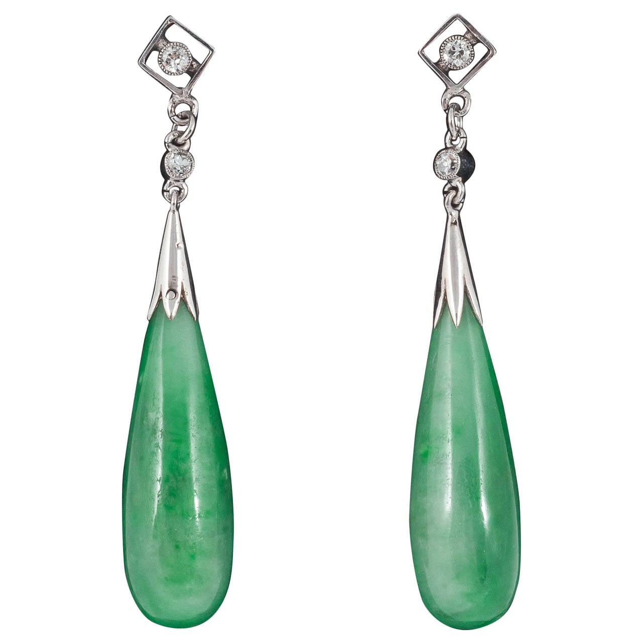 Natural Jade drop earrings For Sale