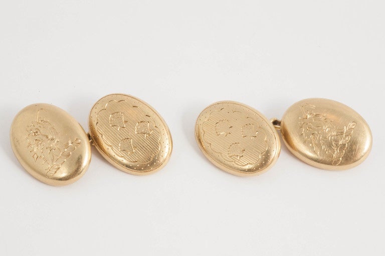 Women's 19th Century engraved Cuff Links For Sale