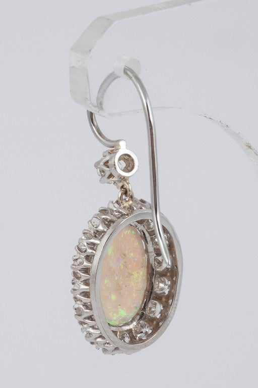 Opal and Diamond cluster earrings In Excellent Condition For Sale In London, GB
