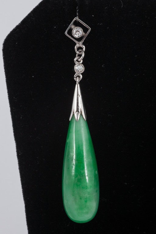 Natural Jade drop earrings For Sale 1