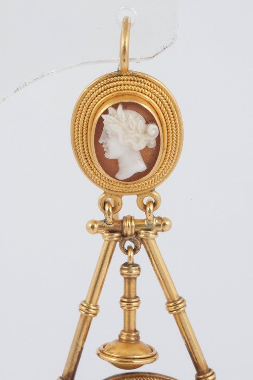 Women's Victorian Cameo drop earrings For Sale