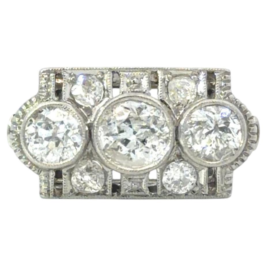 Platinum Art Deco Diamond Ring For Sale