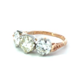 Intricate Gold & Platinum Ring with Old Mine Cut Diamonds