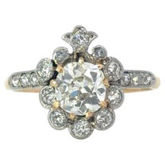 Victorian Old Mine Cut Diamond Ring in 18k & Silver
