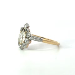 Victorian Old Mine Cut Diamond Ring in 18k & Silver