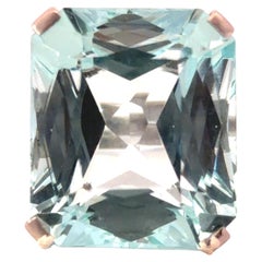 40's Estate Platinum Aquamarine Cocktail Ring