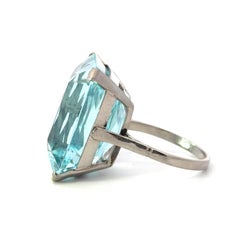 40's Estate Platinum Aquamarine Cocktail Ring