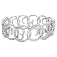 Bracciale in oro bianco 14k con diamanti a spirale, circa 3,50 carati, lungo 7,5 pollici