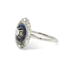 Platinum Art Deco Diamond Sapphire Halo Ring