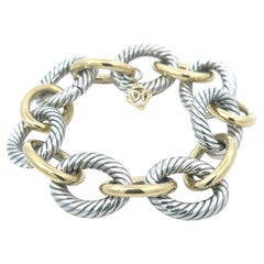 David Yurman Sterling Silver & 18k Oval Link Chain Bracelet