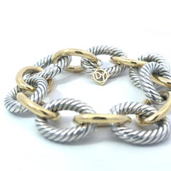 David Yurman Sterling Silver & 18k Oval Link Chain Bracelet