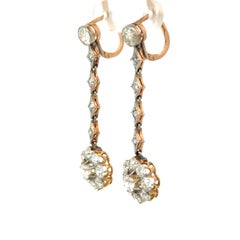 Art Deco Platinum 14k Flower Drop Earring
