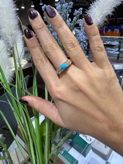 Modern 14k Gold Ring with Turquoise and Diamond Accents