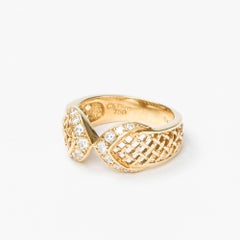 Dior 750 Yellow Gold Paved Diamond Cage Band Ring