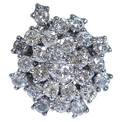 Anello cocktail con diamanti a grappolo in oro bianco 14k - Misura 5,25