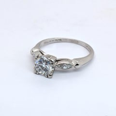 0.8ct Natural Round & Marquise Diamond Engagement Ring in Platinum - Size 6