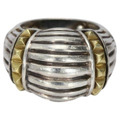 Bague bombée « Lagos Caviar » en argent sterling et or 18 carats - Taille 7,75