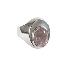 Rose Quartz Bezel set in Handmade Sterling Silver Ring 10