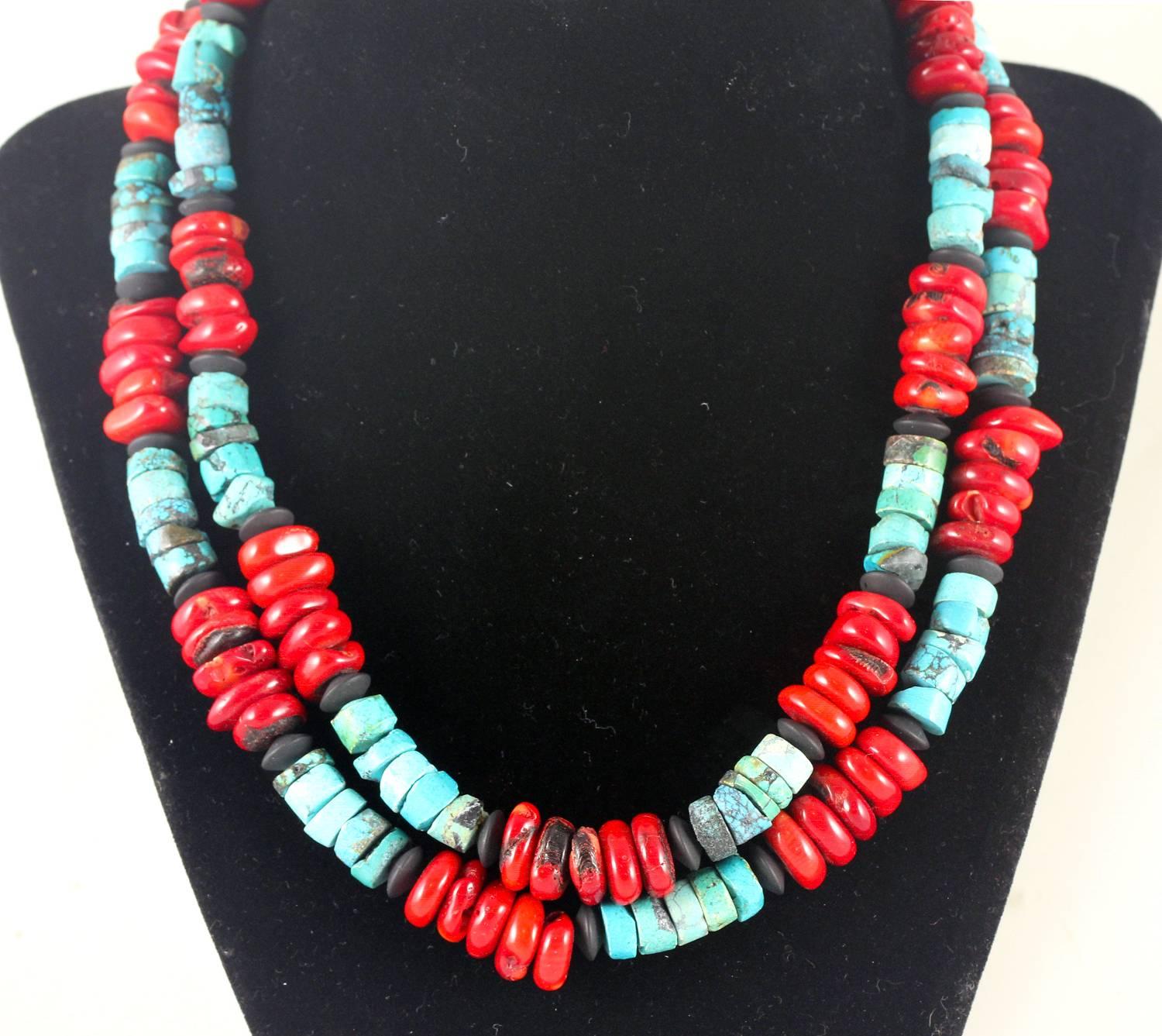 turquoise and coral necklace