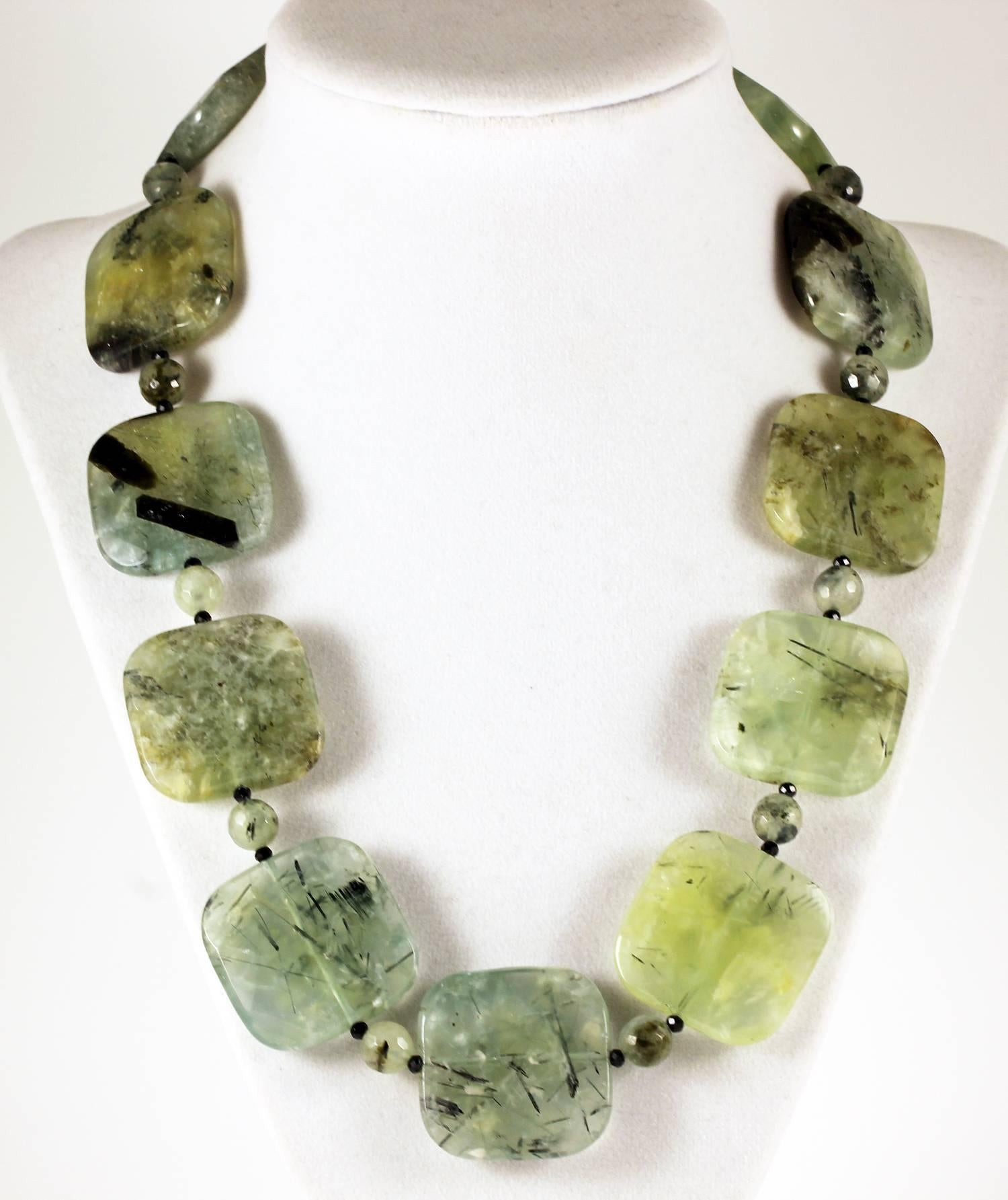 Mixed Cut AJD Chic Translucent Large Brasilian Prehnite Necklace