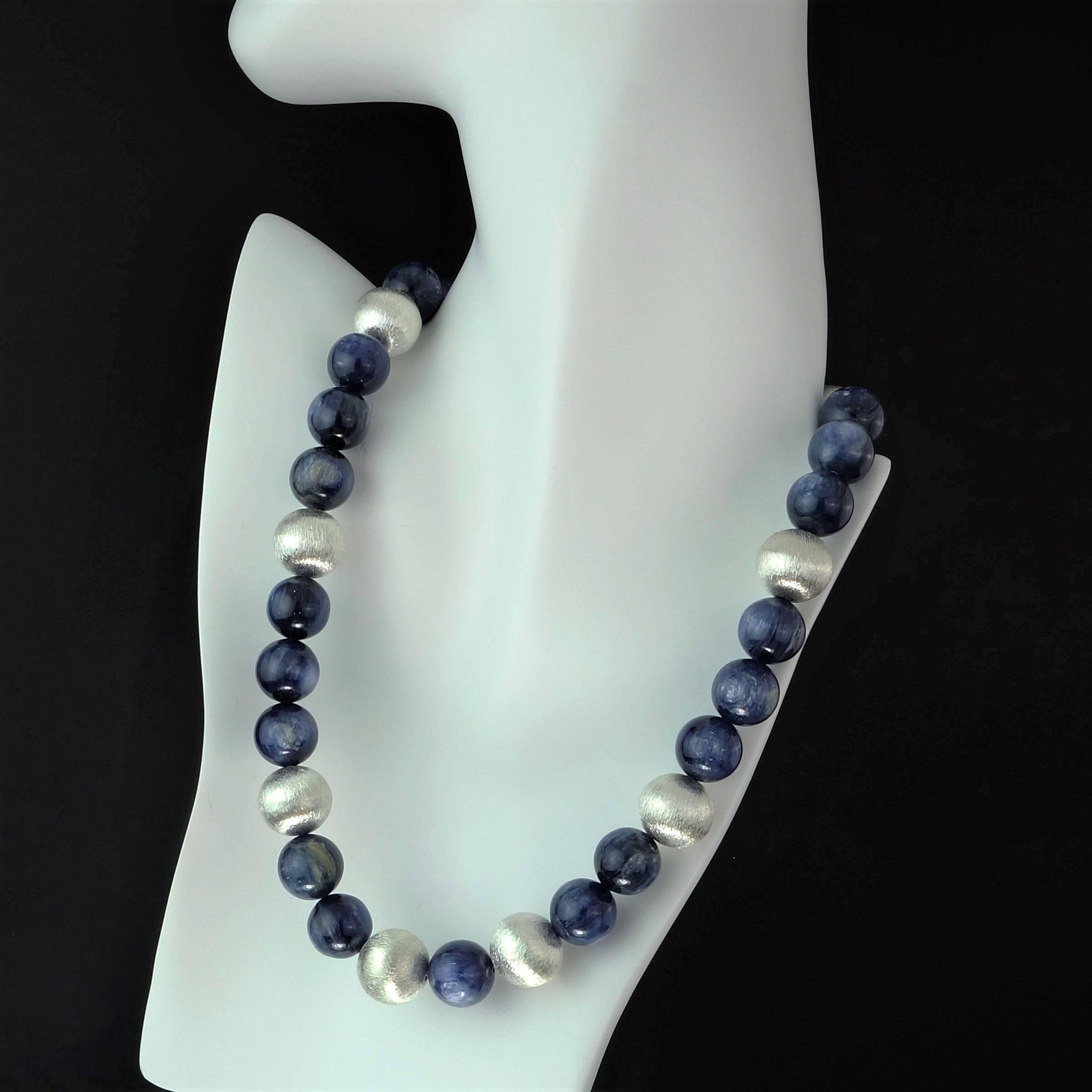 Gorgeous Kyanite and Silver Necklace with Sterling Silver Clasp In Excellent Condition In Raleigh, NC