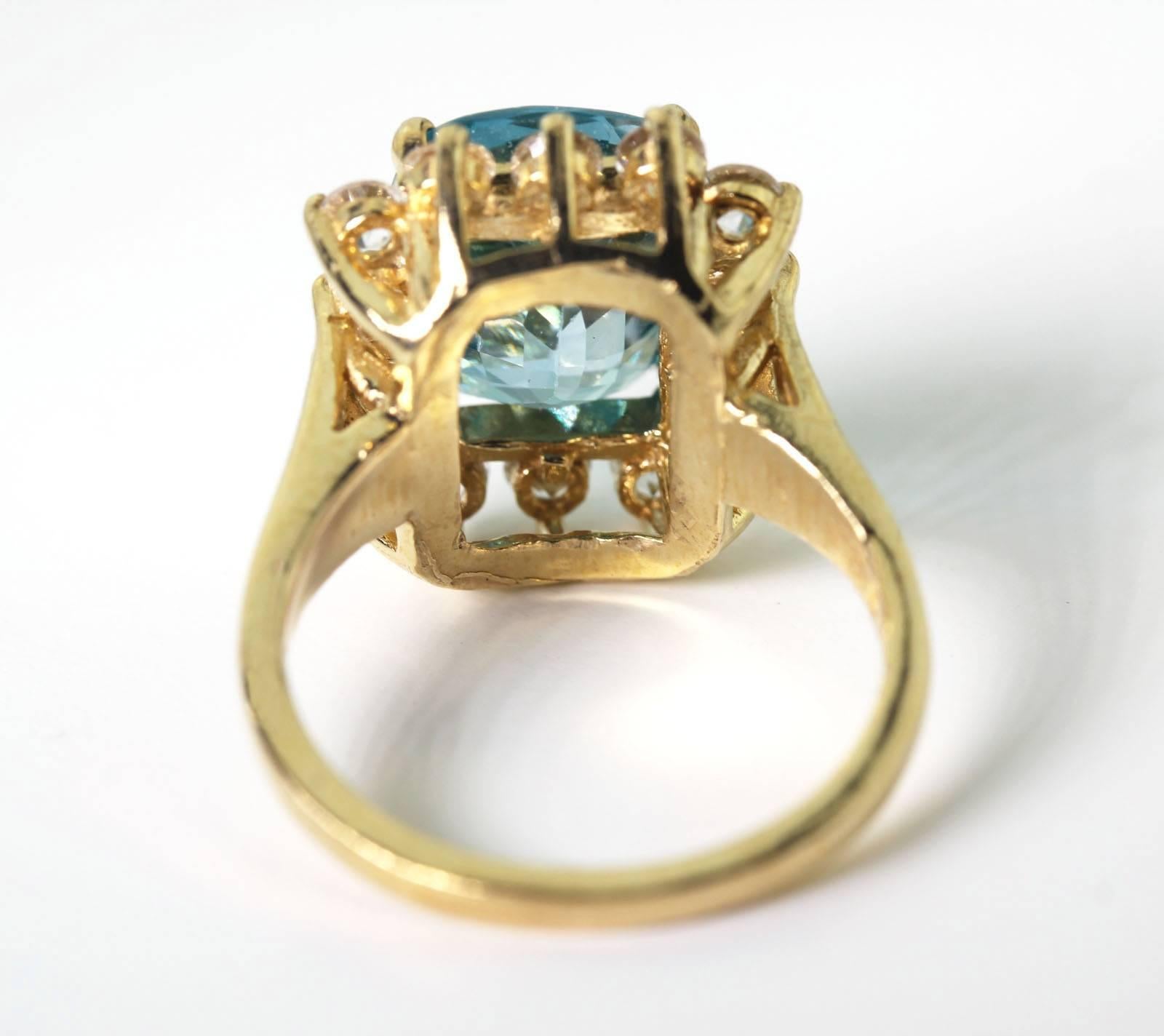 De las mujeres AJD Anillo de Oro con Circón Natural Brillante Intensamente Resplandeciente y Zafiros Blancos en venta