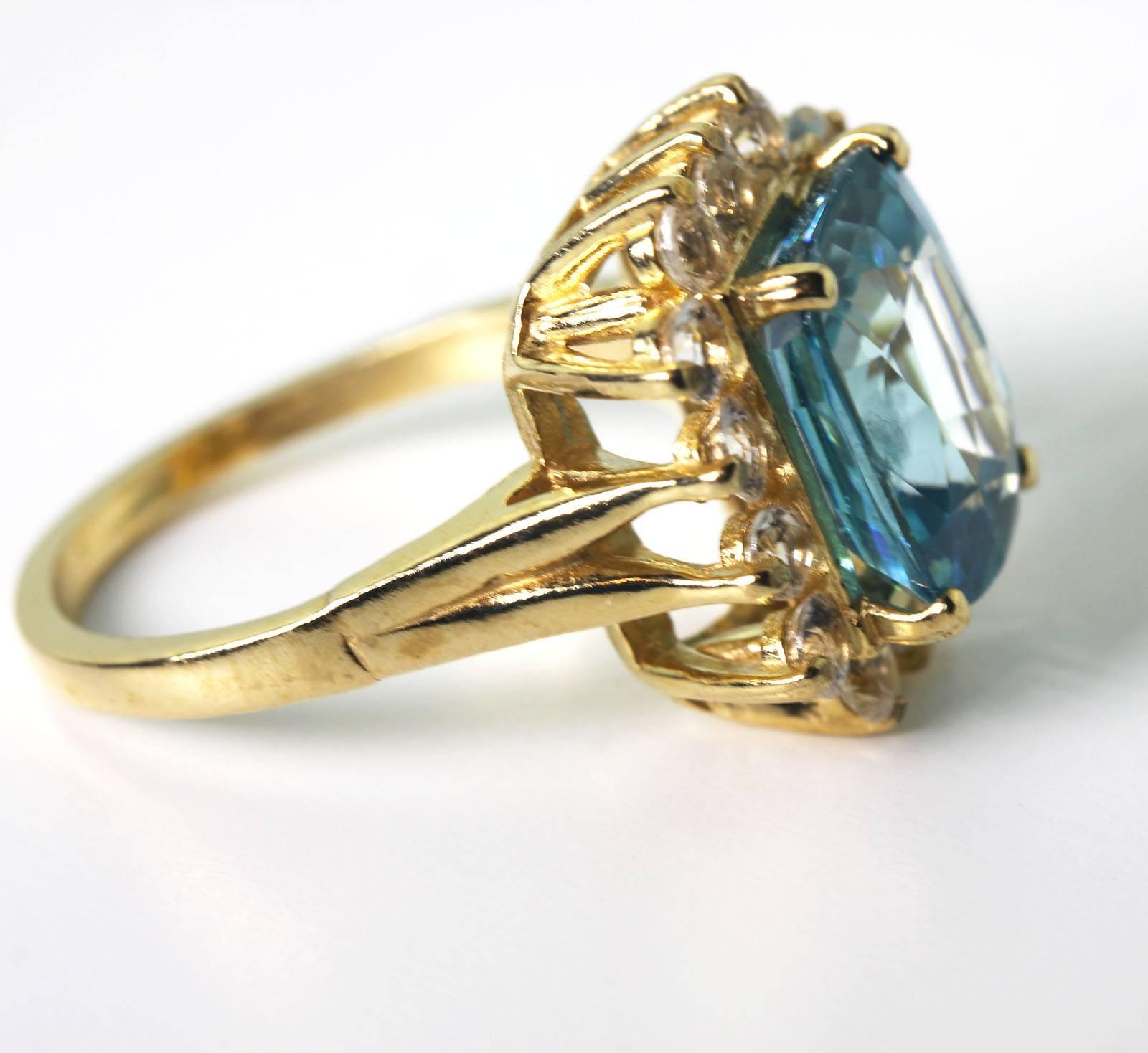 Women's AJD Intensely Glittering Brilliant Natural Zircon & White Sapphires Gold Ring For Sale