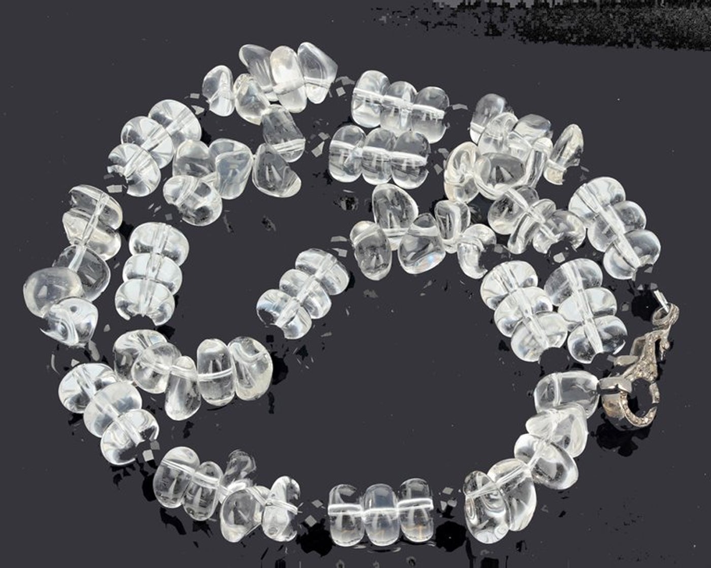 AJD  Brilliant Silver Quartz & Black Spinel Diamond Clasp Necklace
