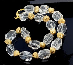 AJD Brilliante Eleganza Romantica Quarzo Bianco Argentato e Pepita d'Oro Collana da 17 pollici
