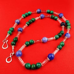 AJD Updated Look Blue Agate and Green Amazonite Necklace