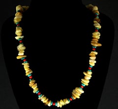 Aria Jewelry 25in Australian Yellow Opal Necklace with Turquoise