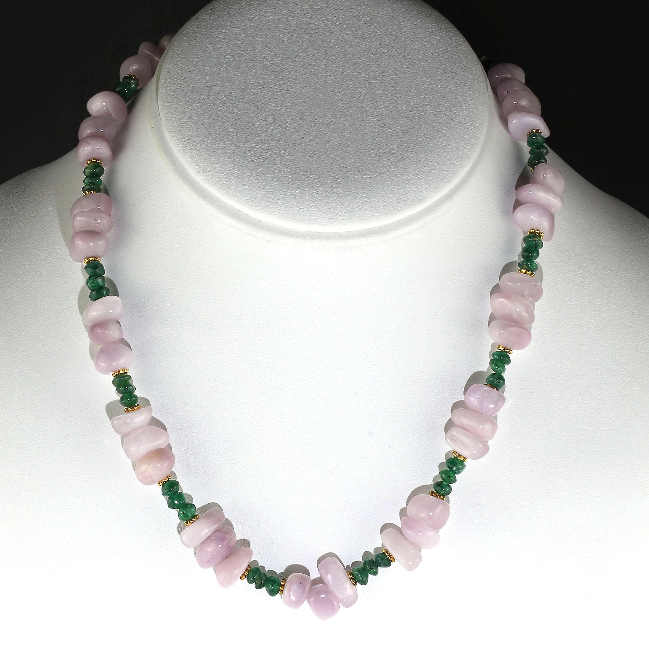 AJD Glowing Kunzite and Aventurine Necklace for Summer Fun For Sale