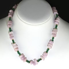 AJD Glowing Kunzite and Aventurine Necklace for Summer Fun