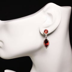 AJD Garnets and Genuine Zircon Dangle Earrings   Great January Birthday Gift!